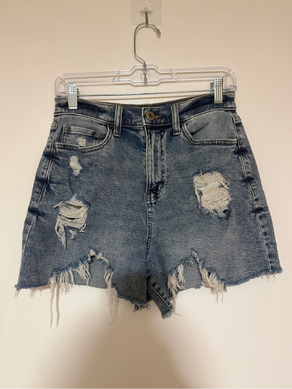 SO Distressed Light Blue Denim Cutoff Shorts